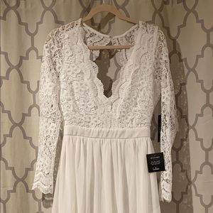 Awaken My Love White Long Sleeve Lace Maxi Dress
